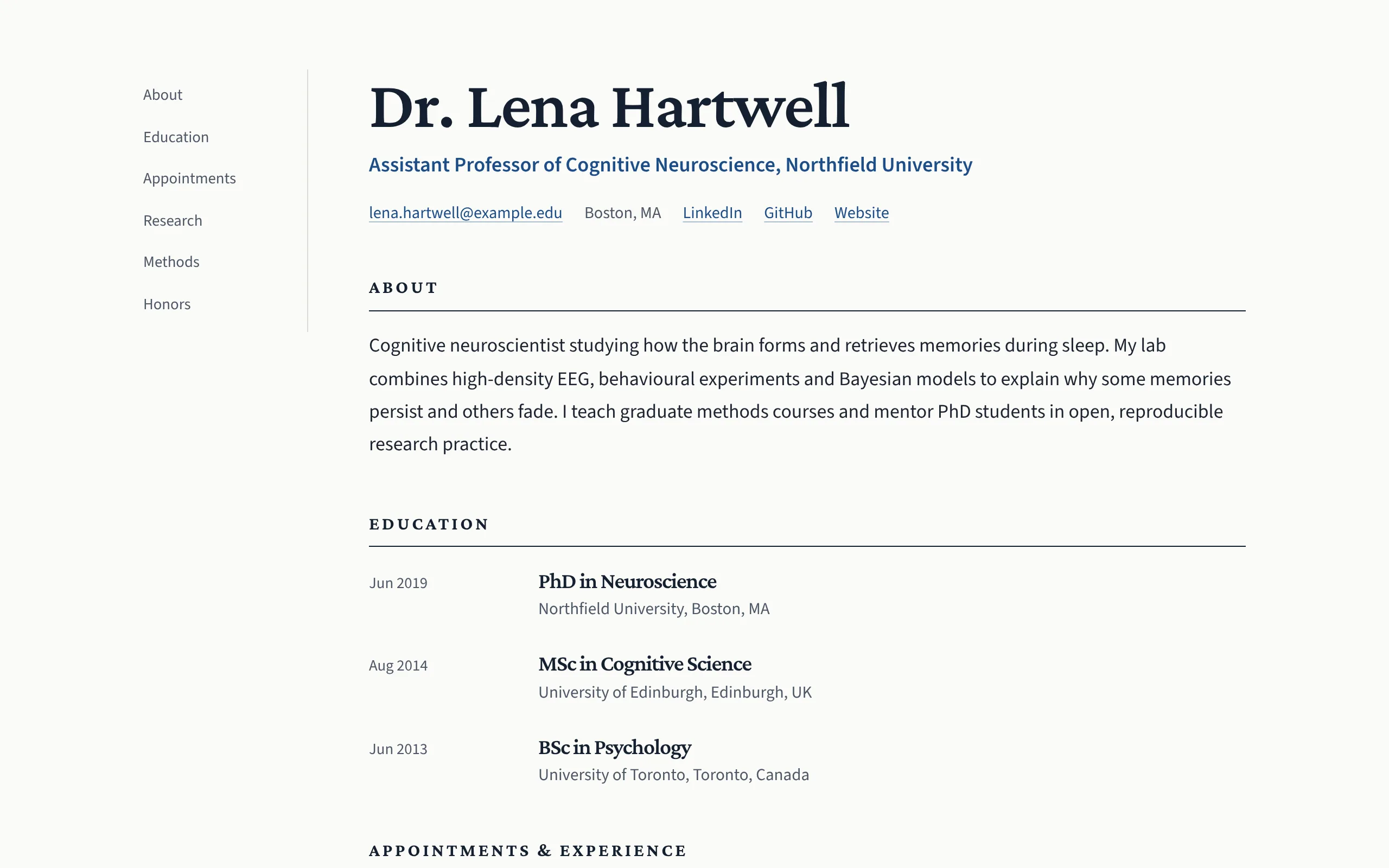 Academic CV design