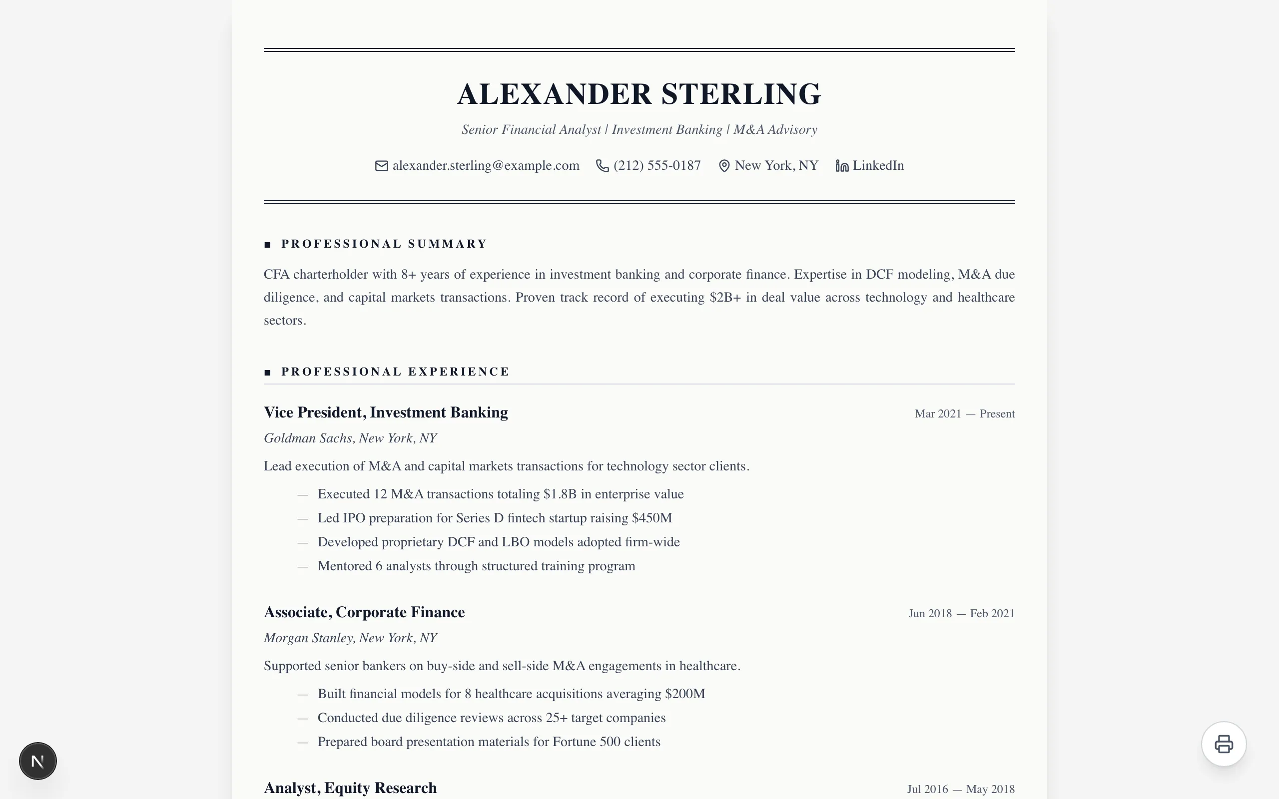 Alexander Sterling - ATS template
