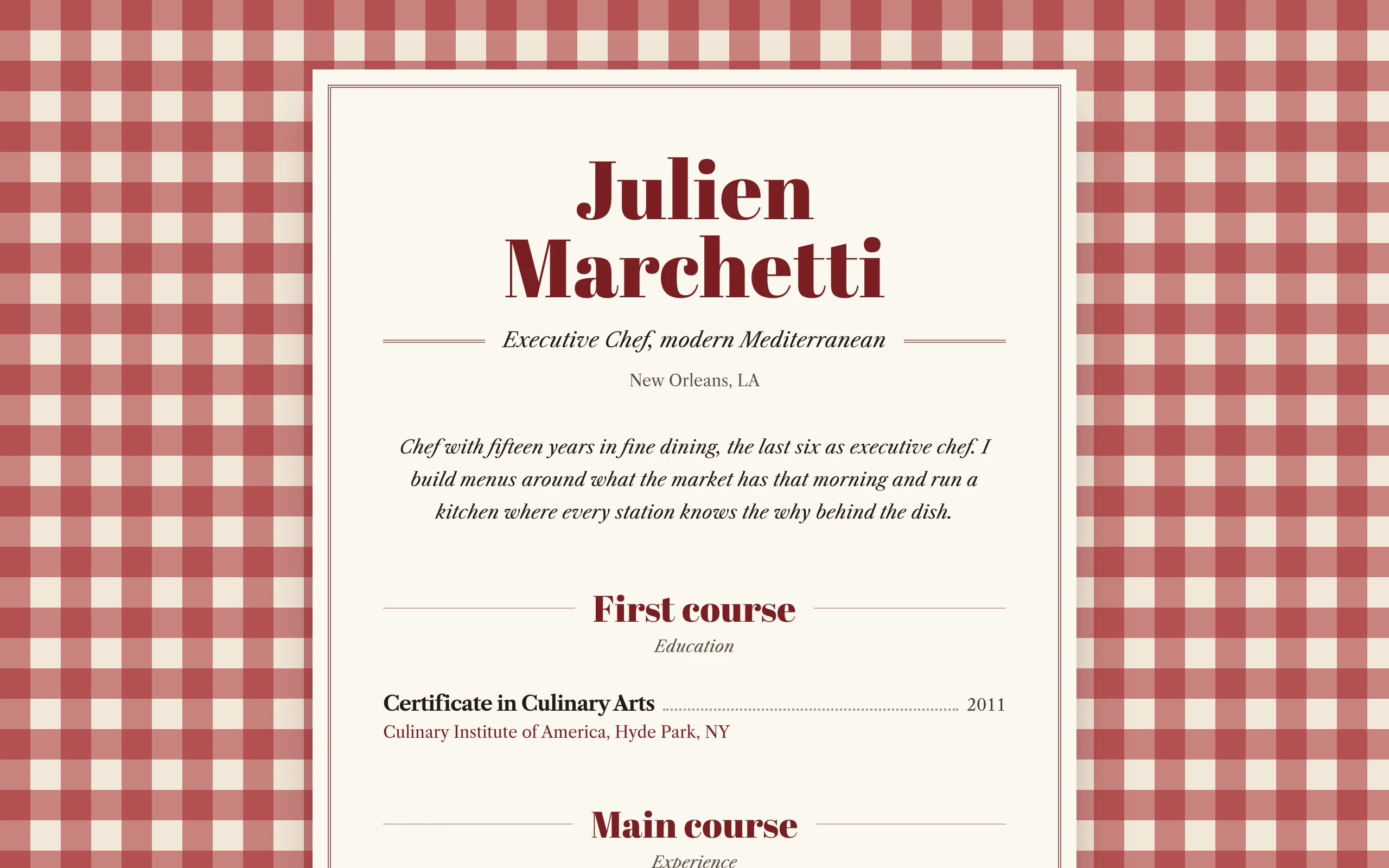 The Menu design